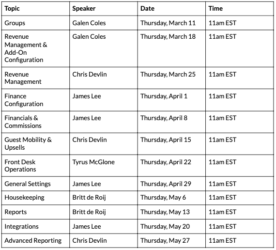 webinar training schedule 2021