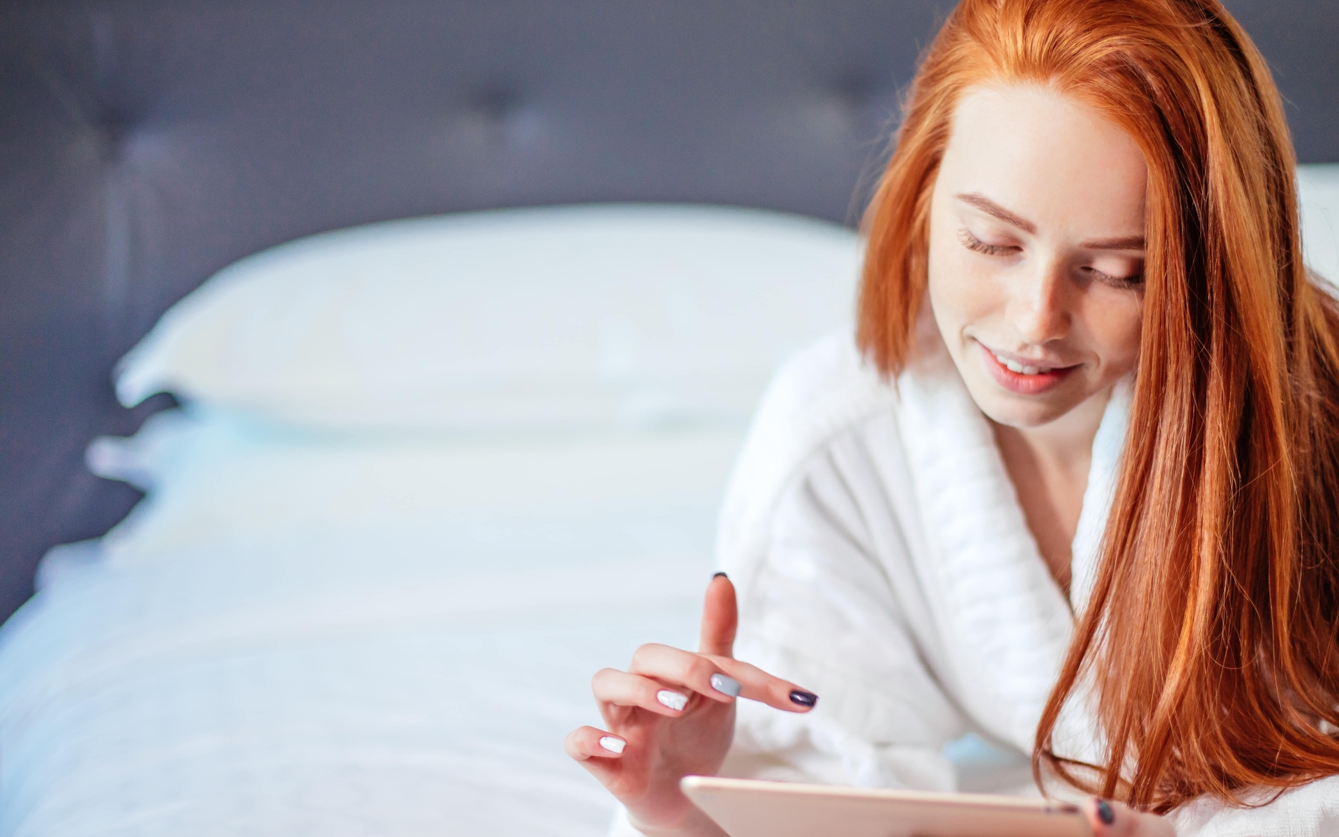 Hotel guest enjoying mobile devices